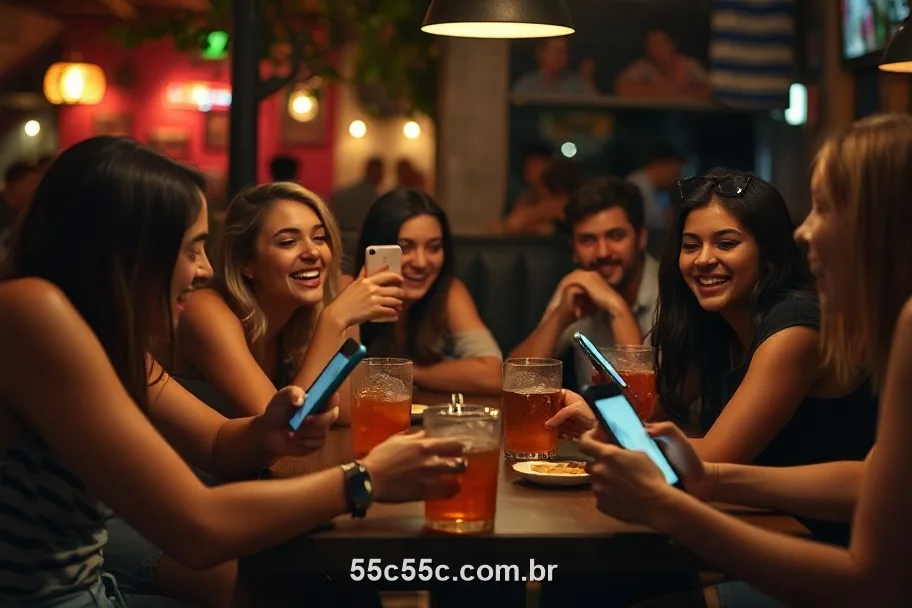 Amigos brasileiros jogando crash no 55C numa mesa de bar